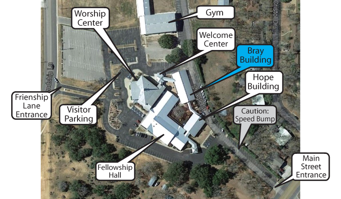 map Sonlight Seekers Location - First Baptist Church - 1407 East Main Street - Fredericksburg, Texas 78624